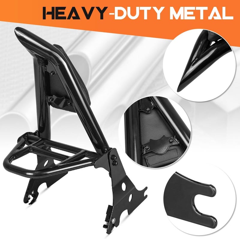 AUFER Motorcycle Detachable Rear Passenger Backrest Sissy Bar With Luggage Rack Rotary Docking Latches Clips Compatible With For 2004-Up Sportster XL 883 1200 Super Low Forty Eight Seventy Two - Image 3